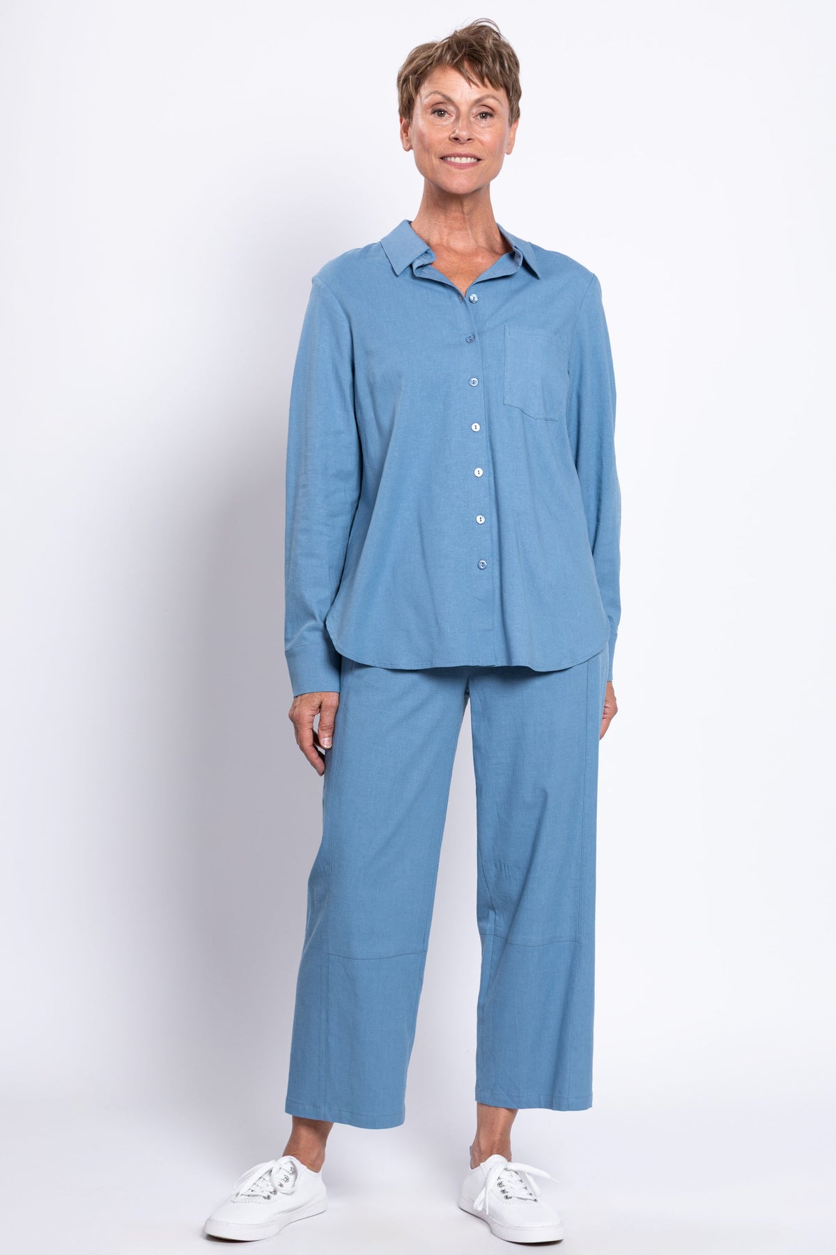 Charlie Blouse, Soft Denim, Linen Viscose