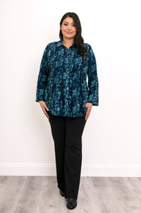 Cindy L/S Blouse, Emerald Mirage