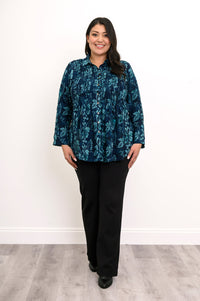 Cindy L/S Blouse, Emerald Mirage