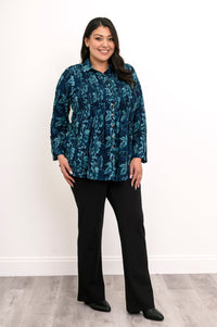 Cindy L/S Blouse, Emerald Mirage