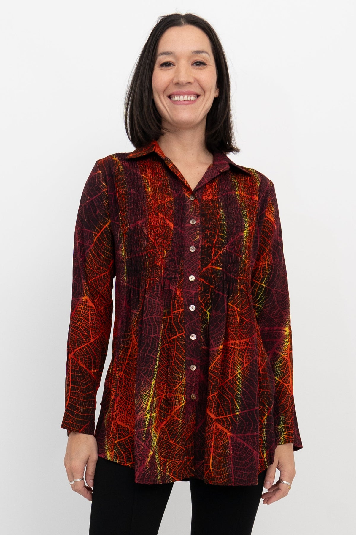 Cindy L/S Blouse, Multi Mesh