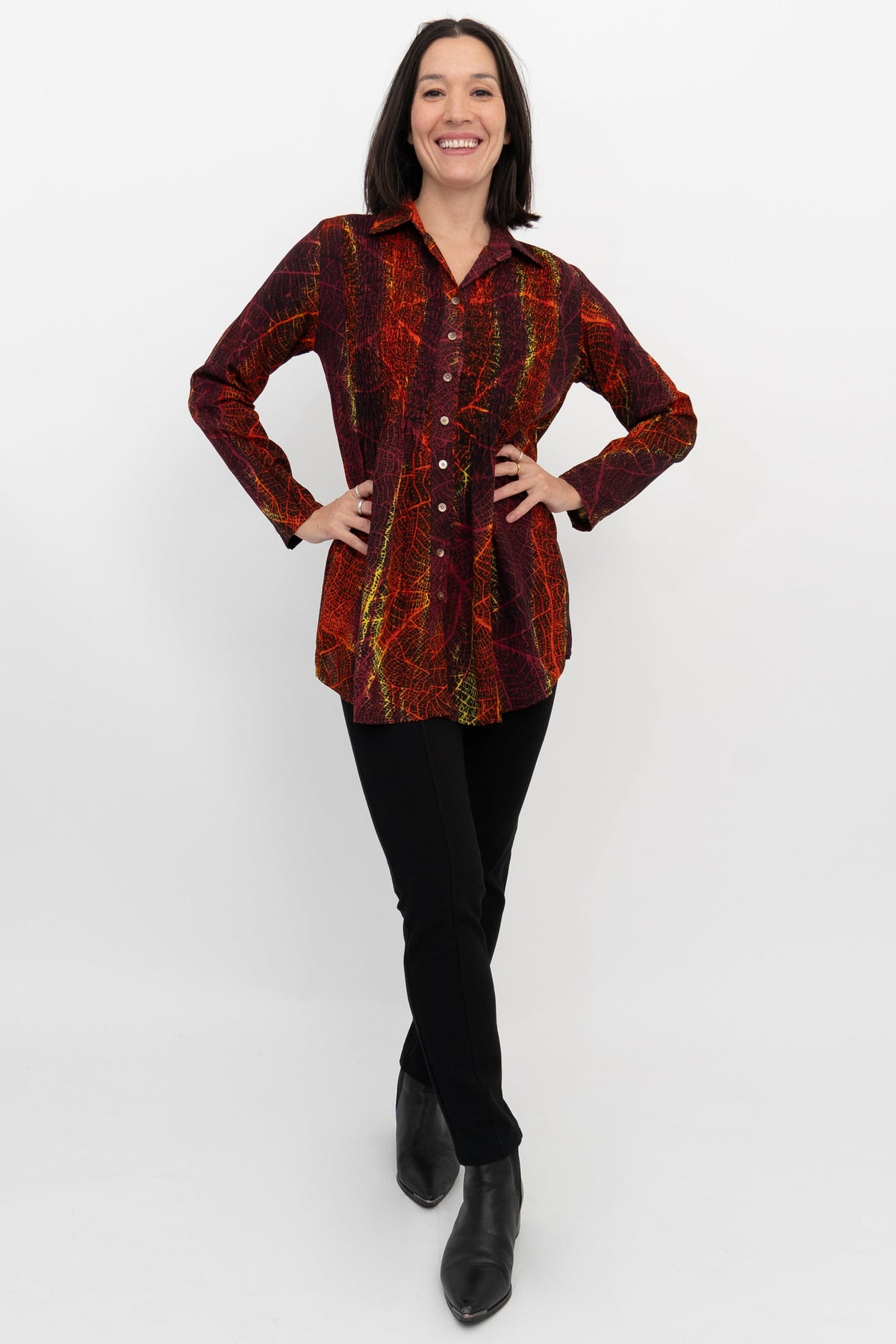 Cindy L/S Blouse, Multi Mesh