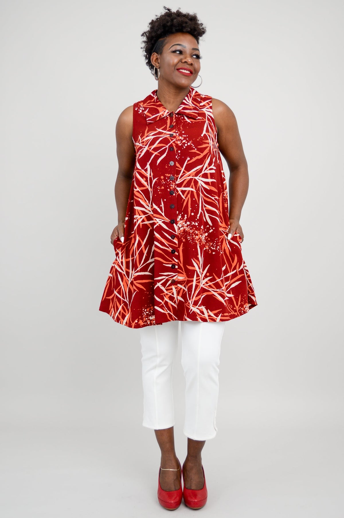 Cissy Tank, Palm Burgundy- Final Sale