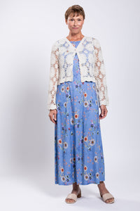 Patricia Long Dress, Peri Daisy, Linen Bamboo