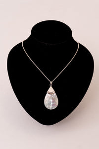 White Pava Tear Pendant Necklace