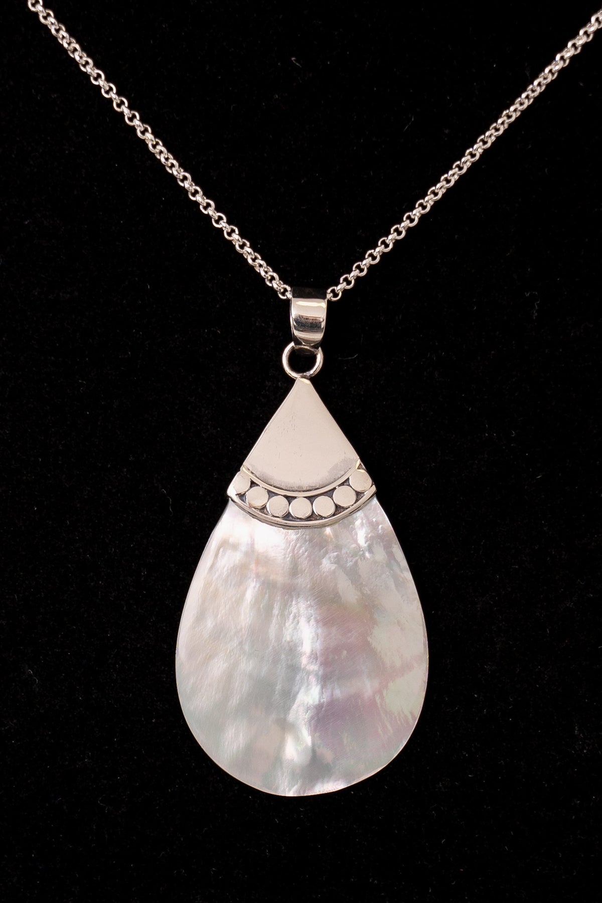 White Pava Tear Pendant Necklace