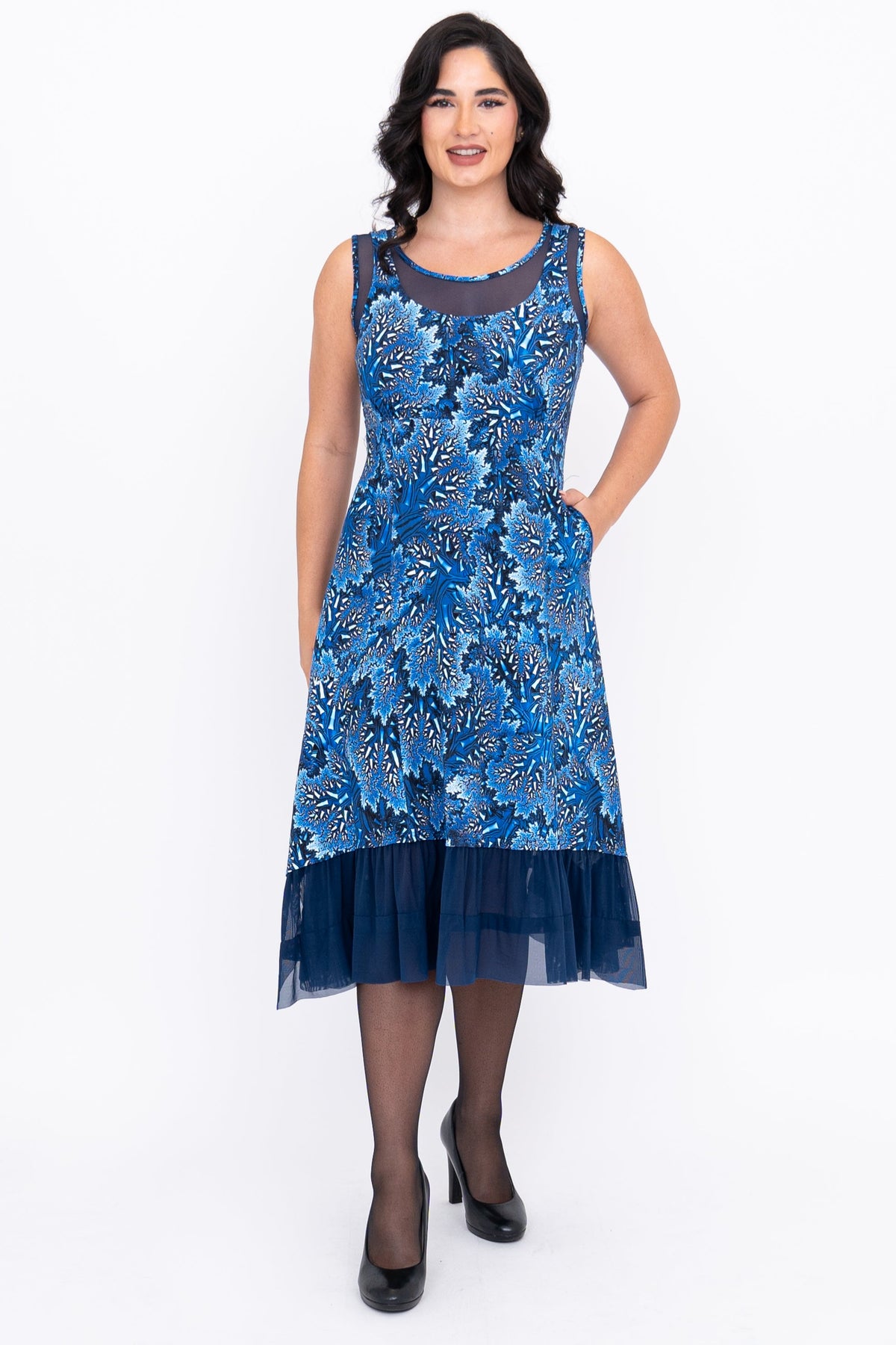 Danube Dress, Cobalt Fossil, Bamboo