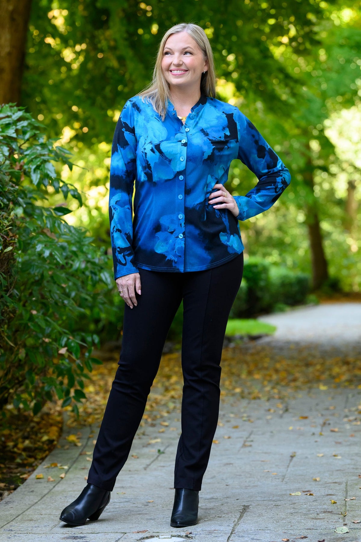 Debbie Long Sleeve Top, Blue Space, Bamboo