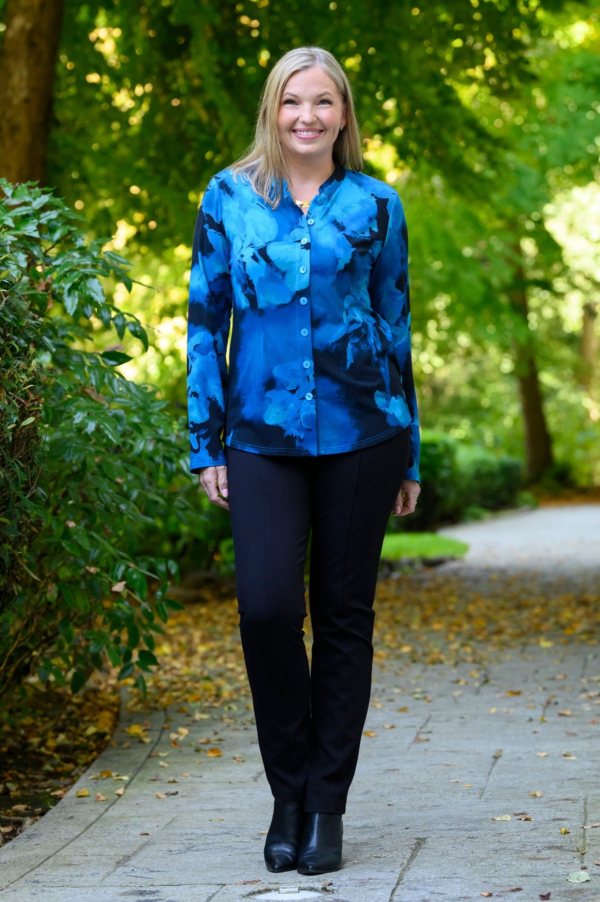 Debbie Long Sleeve Top, Blue Space, Bamboo