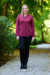 Debbie Long Sleeve Top, Crimson Empire, Bamboo