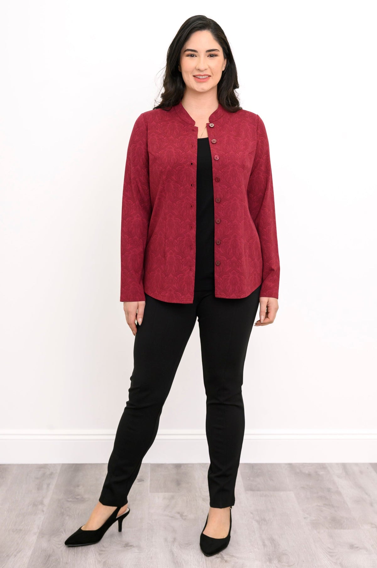 Debbie Long Sleeve Top, Crimson Empire, Bamboo