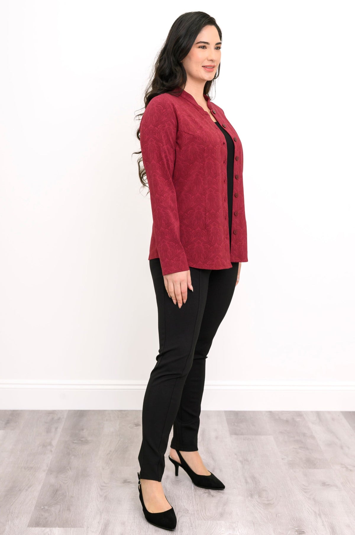 Debbie Long Sleeve Top, Crimson Empire, Bamboo