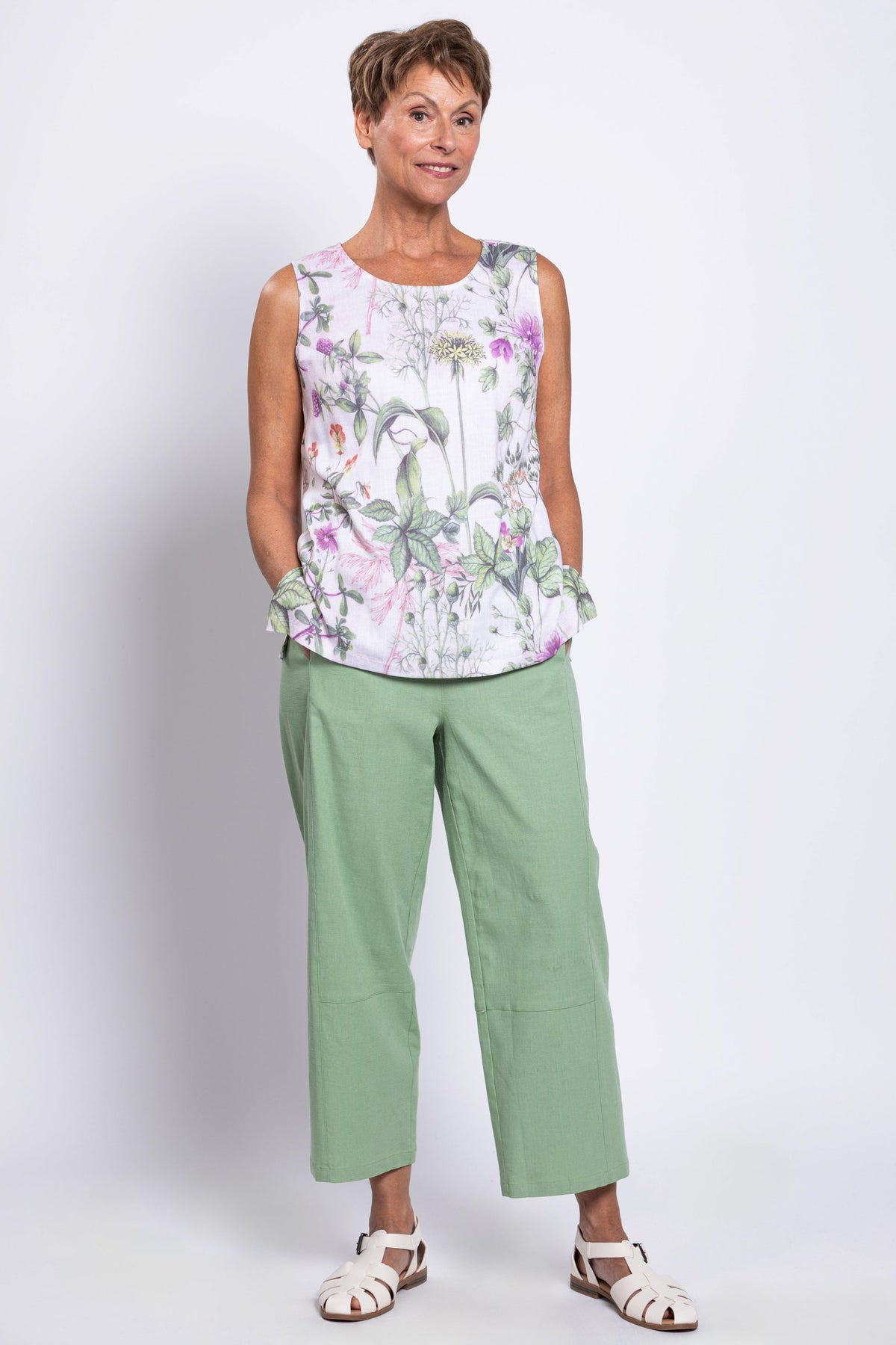 Dena Tank, Khaki Clover, Linen Bamboo