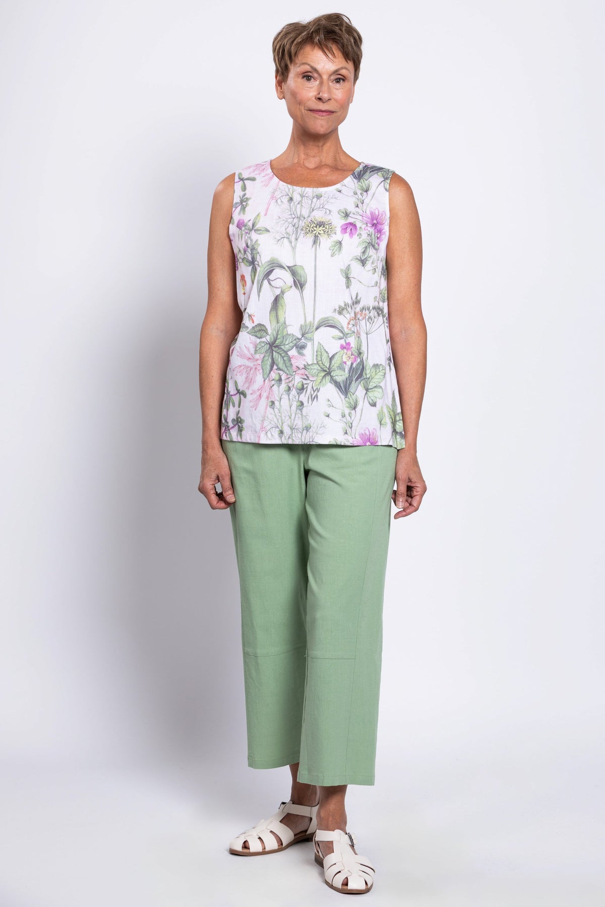 Dena Tank, Khaki Clover, Linen Bamboo