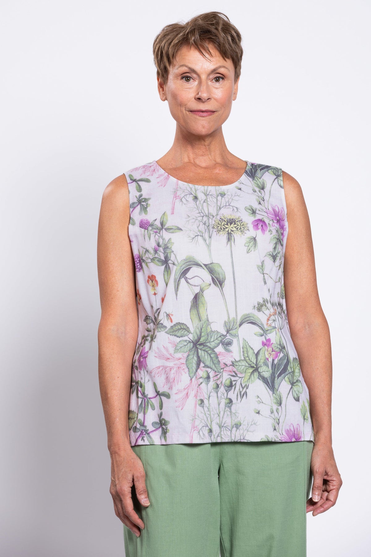 Dena Tank, Khaki Clover, Linen Bamboo