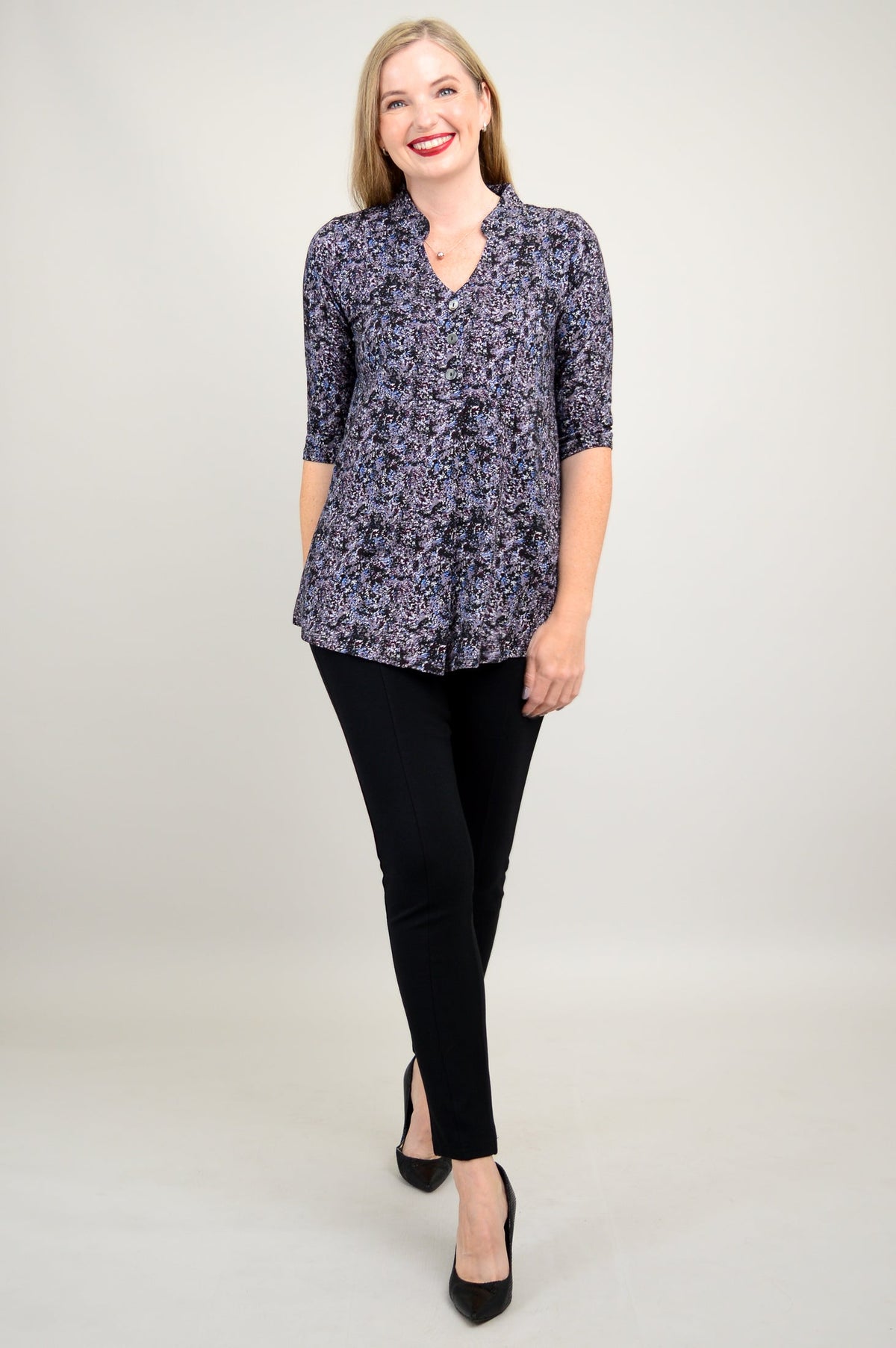 Edwina Top, Blue Space, Bamboo - Final Sale