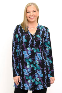 Edwina Long Sleeve Tunic, Blue Hour, Bamboo
