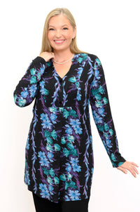Edwina Long Sleeve Tunic, Blue Hour, Bamboo
