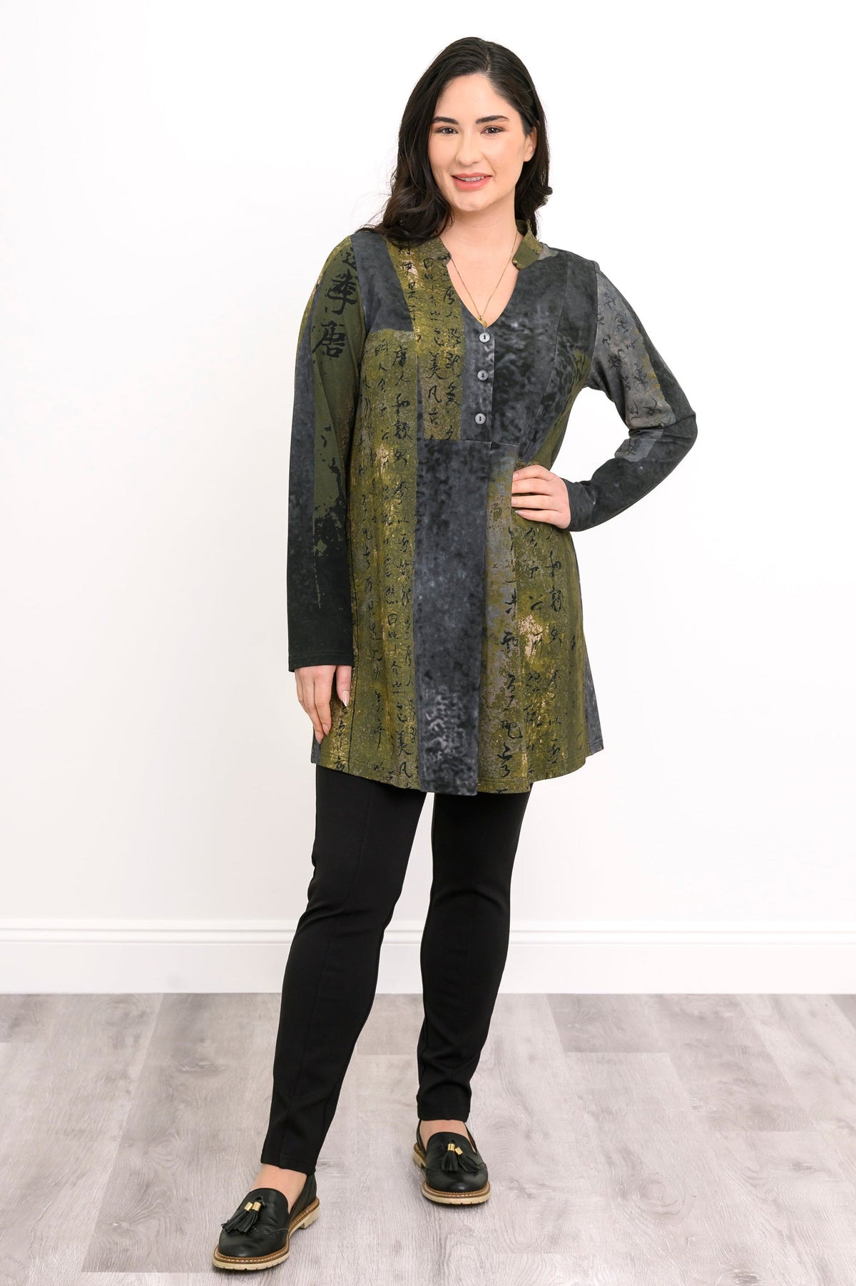 Edwina Long Sleeve Tunic, Rustic Khaki, Bamboo