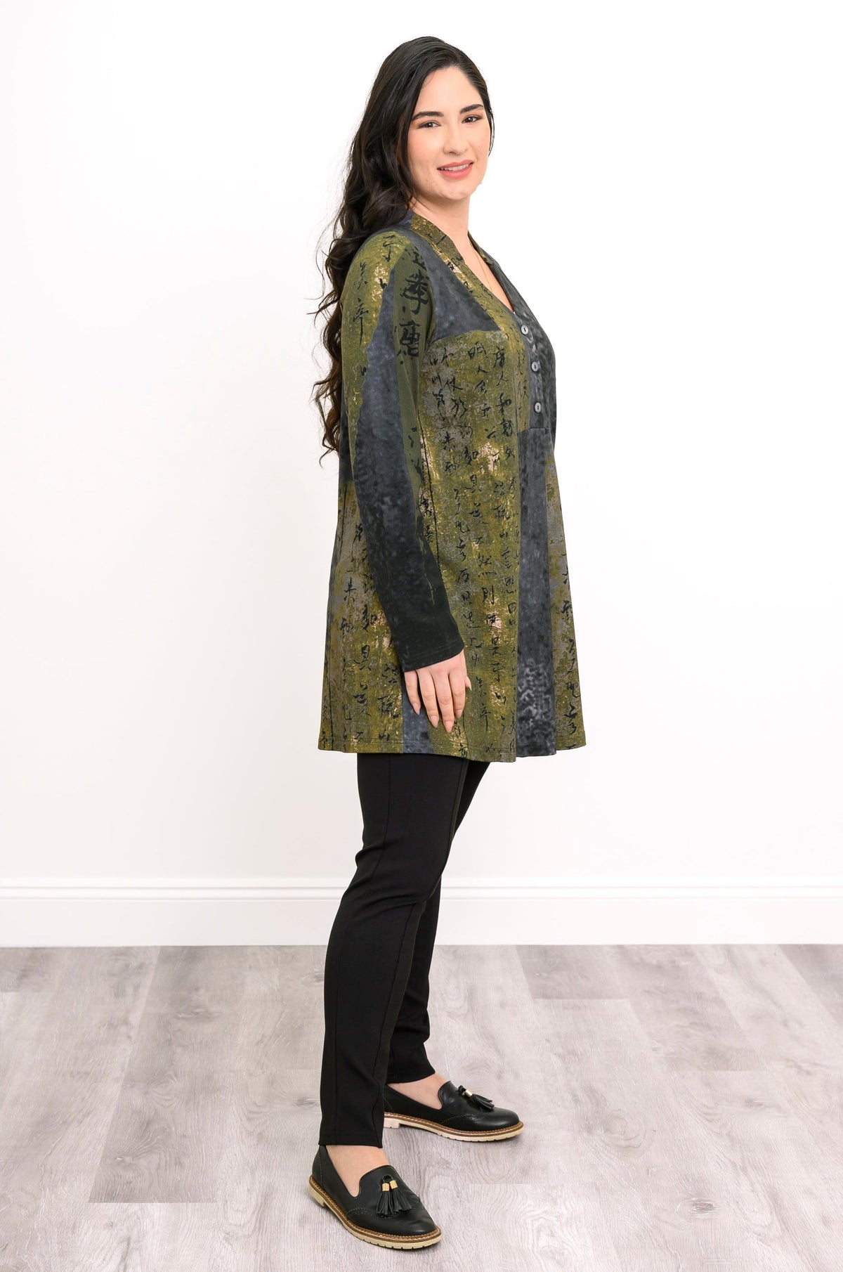 Edwina Long Sleeve Tunic, Rustic Khaki, Bamboo