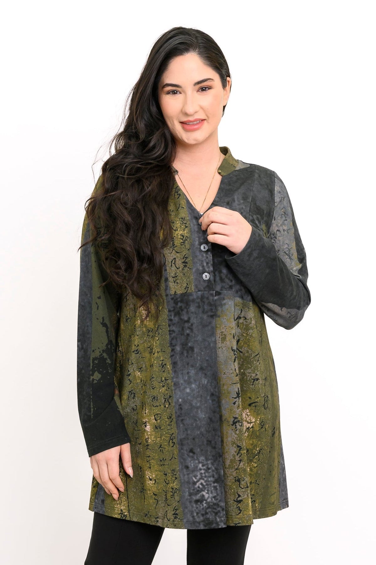 Edwina Long Sleeve Tunic, Rustic Khaki, Bamboo