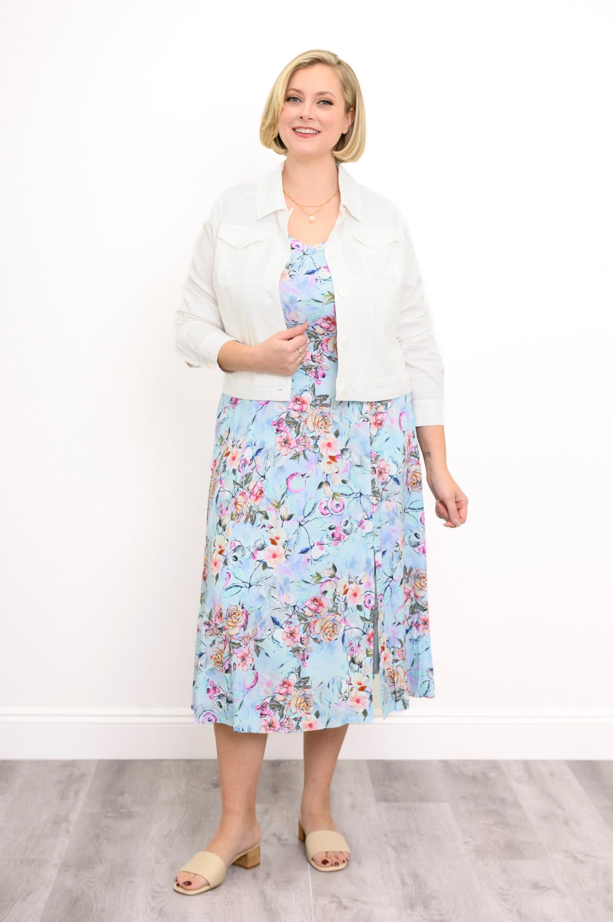 Elena Dress, Teal Nectar, Linen Bamboo