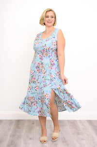 Elena Dress, Teal Nectar, Linen Bamboo