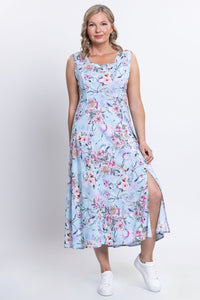 Elena Dress, Teal Nectar, Linen Bamboo
