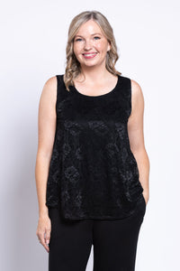 Ellen Tank, Black, Bamboo Lace