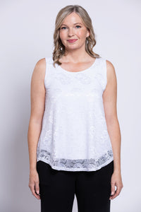 Ellen Tank, White, Bamboo Lace
