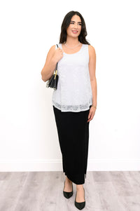 Ellen Tank, White, Bamboo Lace