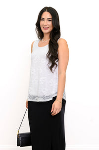 Ellen Tank, White, Bamboo Lace