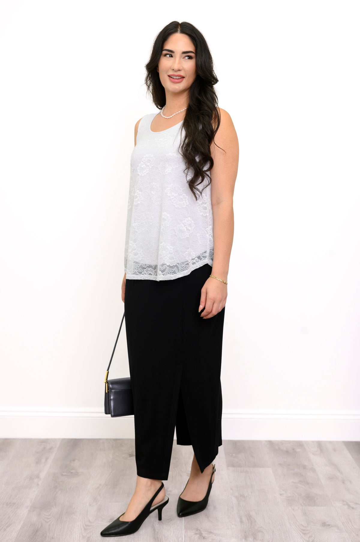 Ellen Tank, White, Bamboo Lace