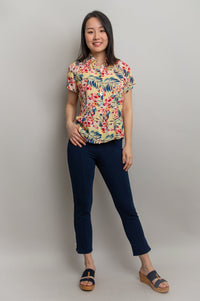 Esther Blouse, Tropical Vacation, Linen Bamboo - Final Sale