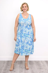 Evangelina Dress, Denim Clouds, Bamboo