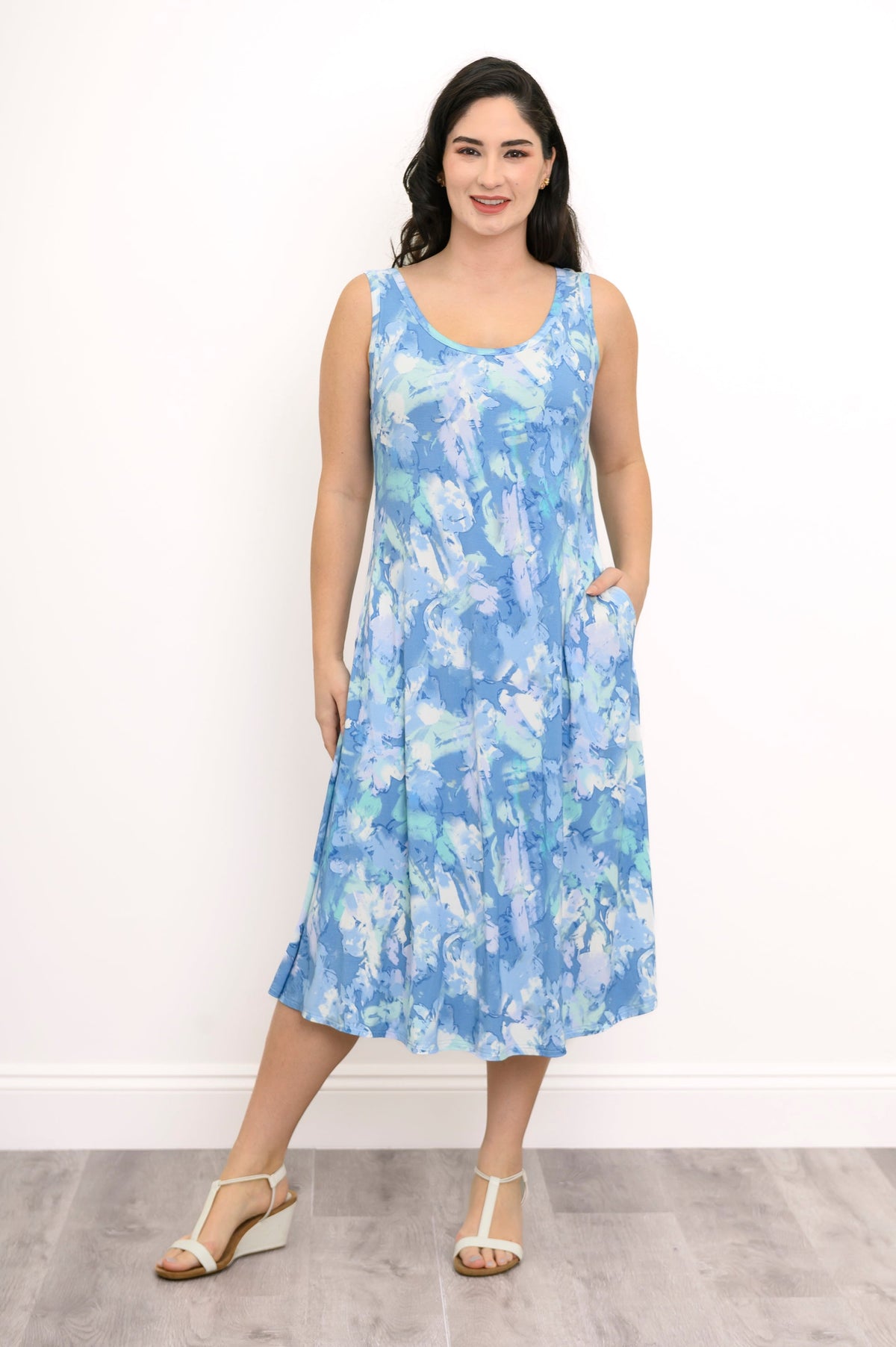 Evangelina Dress, Denim Clouds, Bamboo