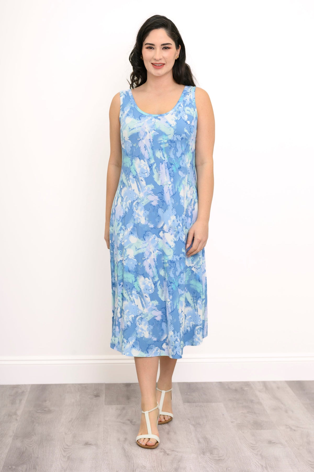 Evangelina Dress, Denim Clouds, Bamboo