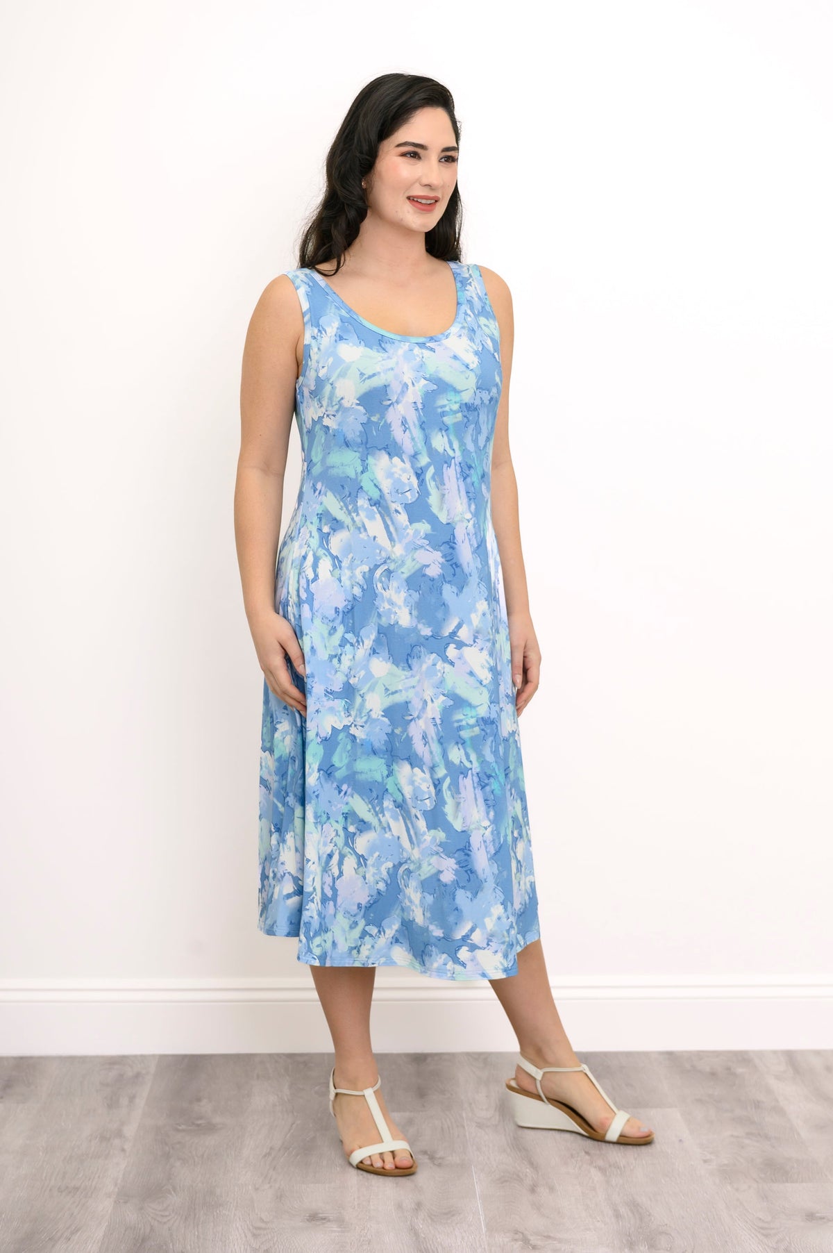 Evangelina Dress, Denim Clouds, Bamboo