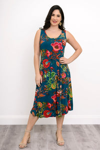 Evangelina Dress, Teal Fantasy, Bamboo