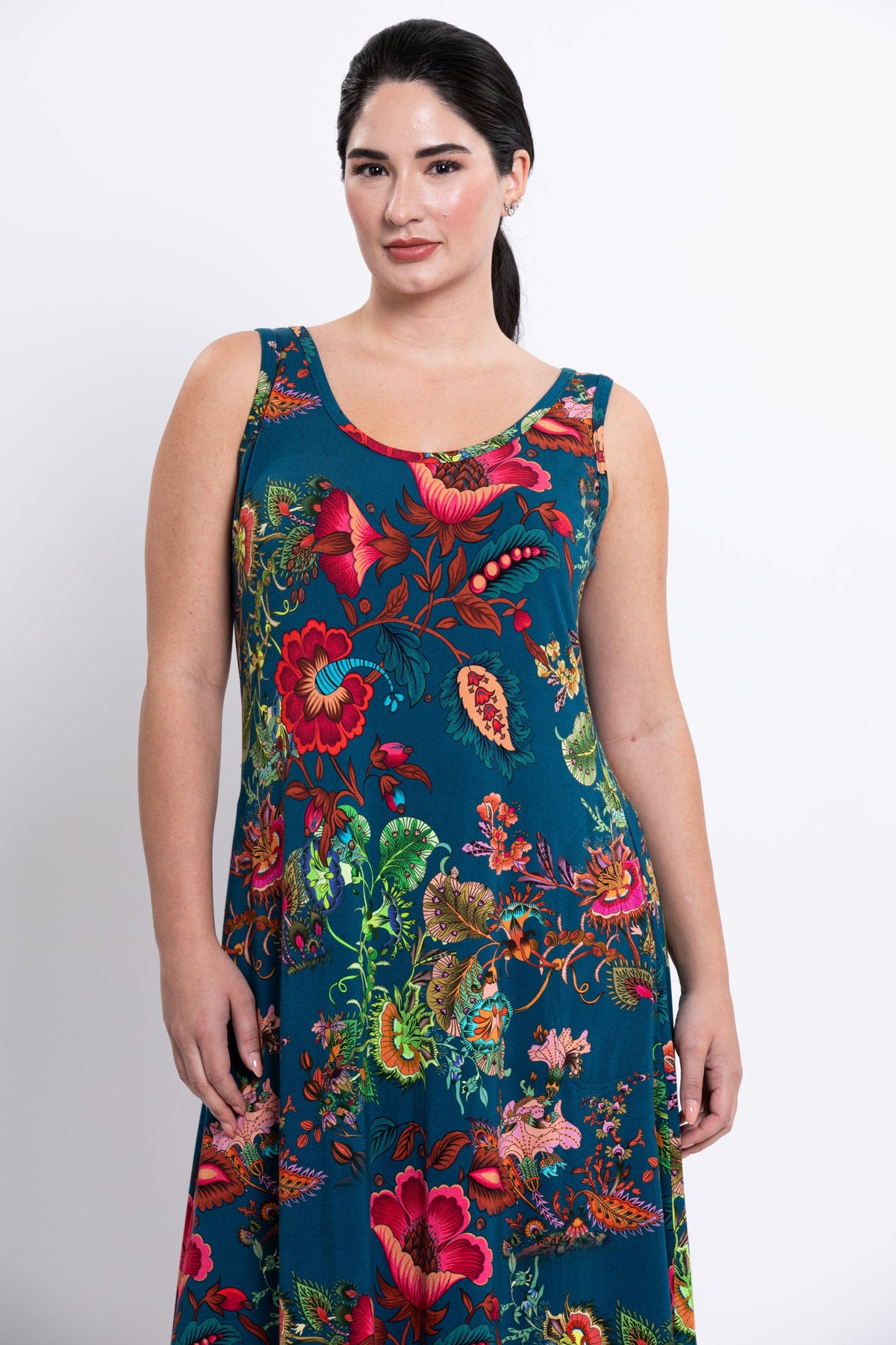 Evangelina Dress, Teal Fantasy, Bamboo