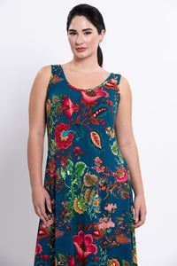 Evangelina Dress, Teal Fantasy, Bamboo