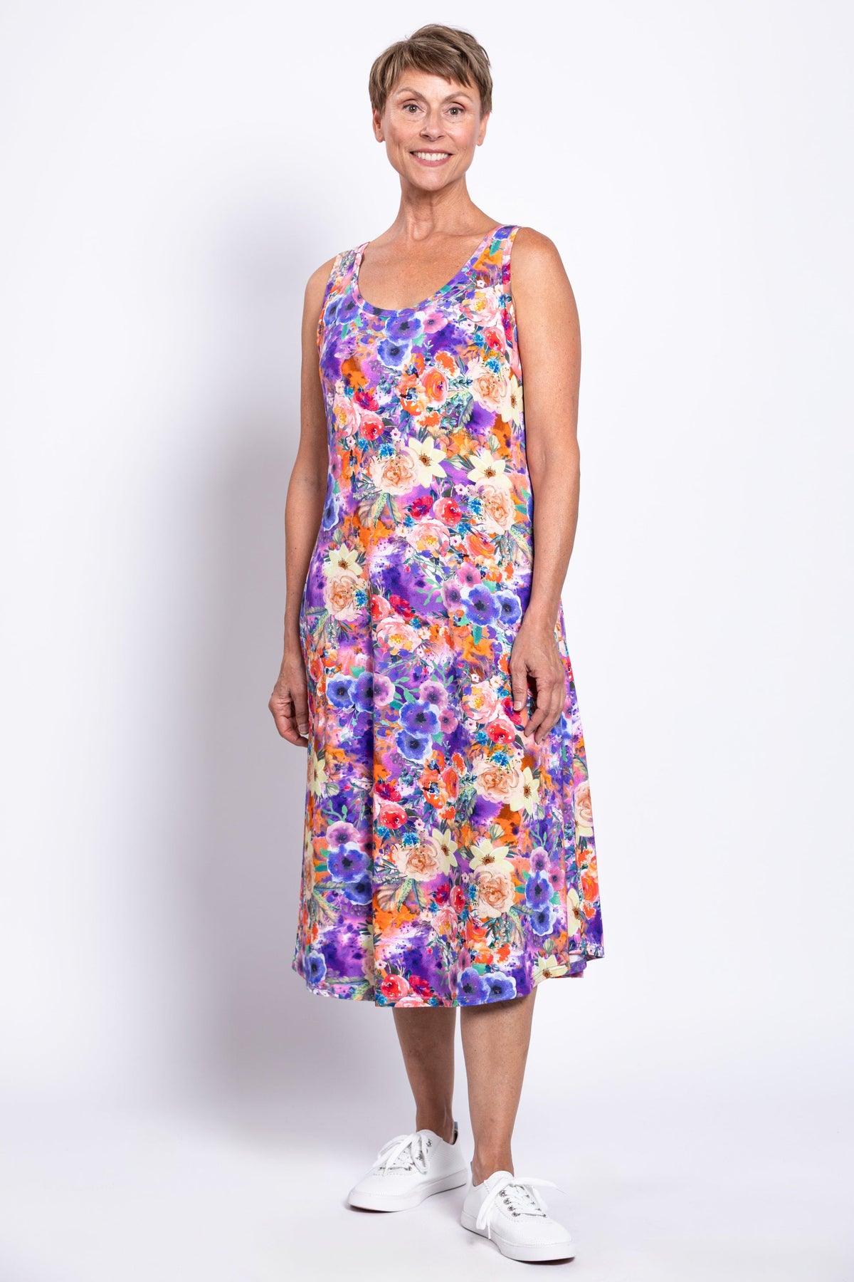 Evangelina Dress, Violet Fiesta, Bamboo