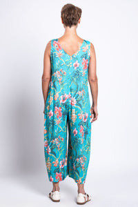 Fernanda Jumpsuit, Teal Fiji, Linen Bamboo
