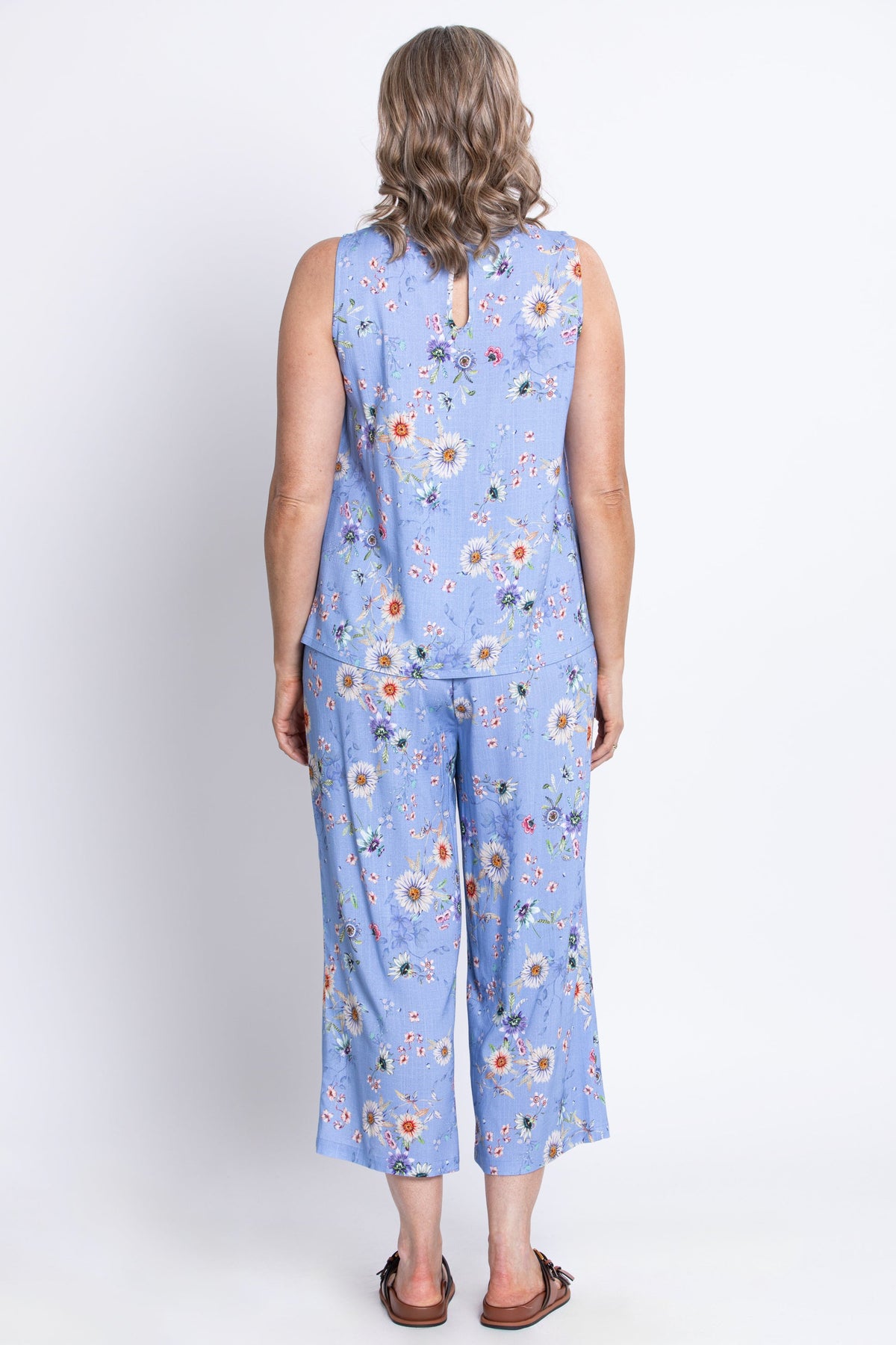 Ferris Tank, Peri Daisy, Linen Bamboo