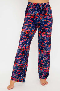 Bamboo lounge pants in a floral pattern, shown with straight leg fit