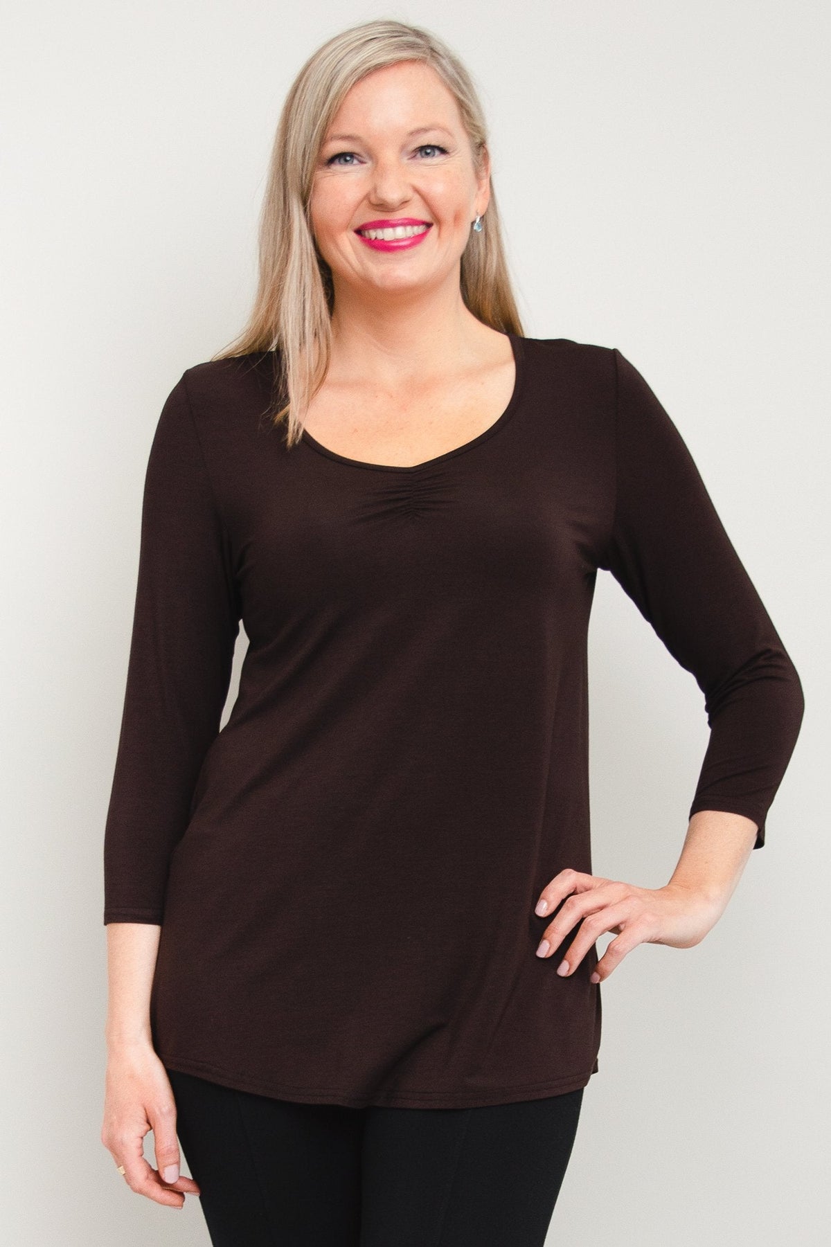 Franny Top, Coffee, Bamboo- Final Sale