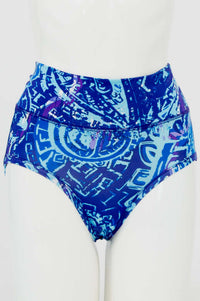 Front view of La Gaunche Classic Brief in blue mosaic print on mannequin