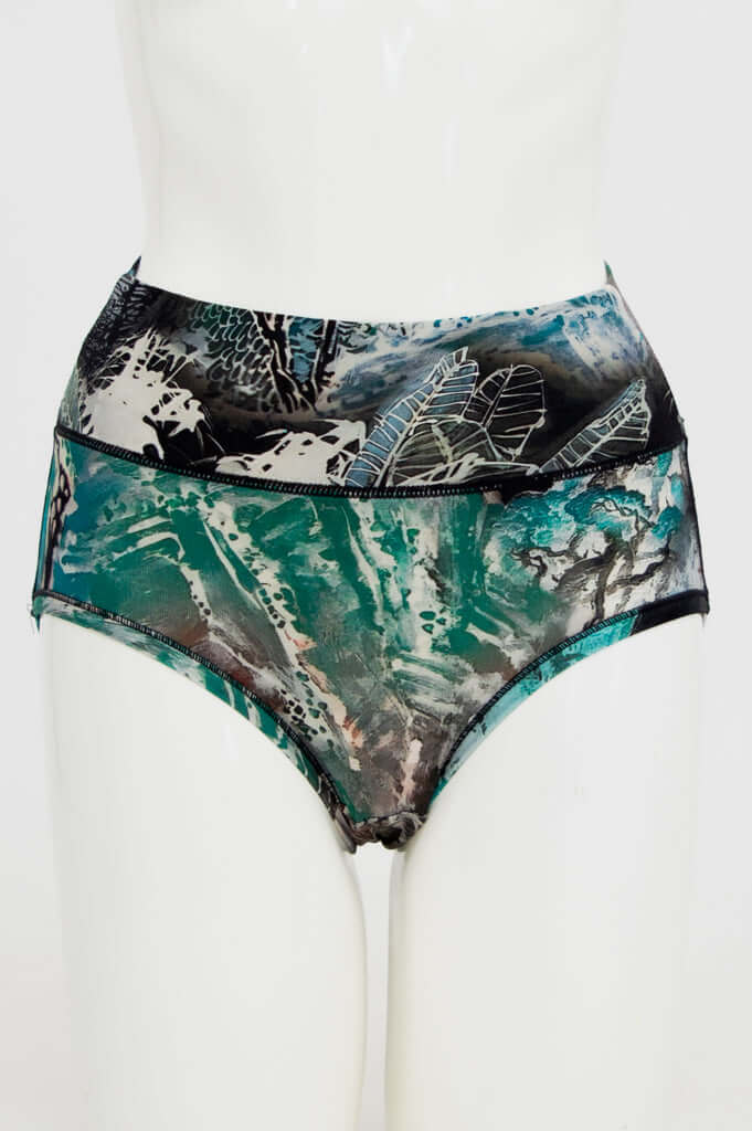 Front view of La Gaunche classic brief in artistic bamboo print