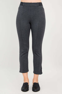 Front view of charcoal grey Nadine Crop Pants with tailored seams