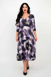 Full-body front view of the Soul Dress in Amethyst Marble on a model